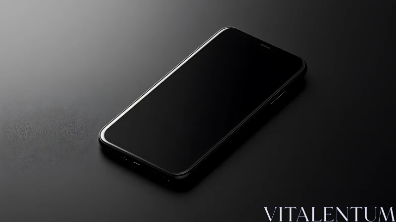Smartphone on Gray Surface with Reflective Lighting.