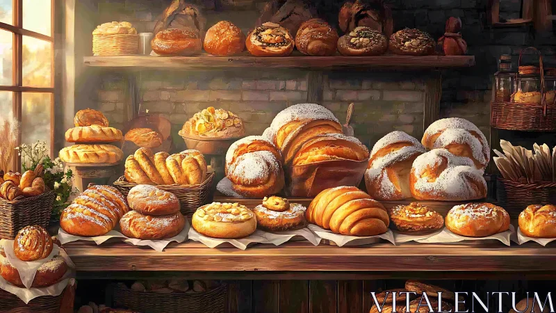 Bakery's Golden Hour: Where Crusty Dreams Stack Skyward