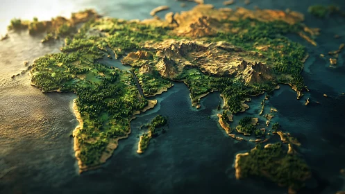 Sunlit 3D world map invites close exploration and wonder