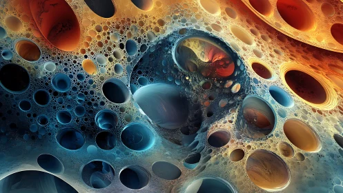 Layered fractal cavity field displays multiscale circular voids