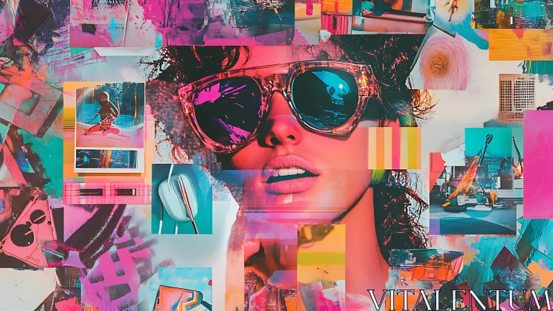 Neon daydream collage of summer streets and bold reflections.