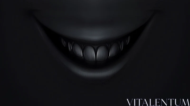 Sinister monochrome smile emerges from deep black void
