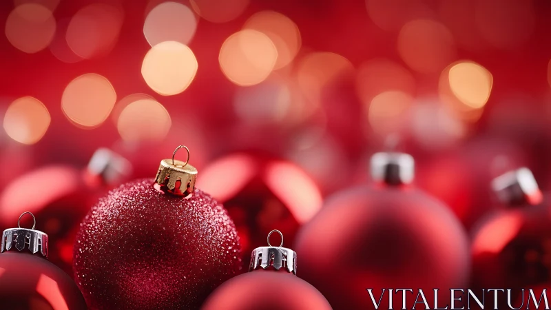 Sparkling red baubles quietly rehearse their holiday glow