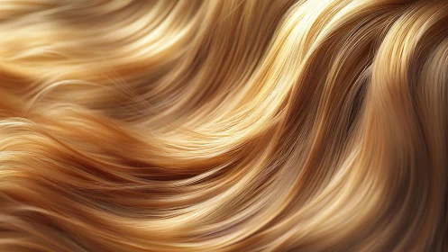 Golden blonde hair strands form flowing luminous waves