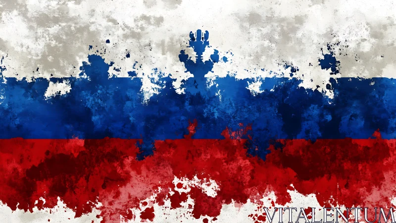 Paint-splattered tricolor flag design conveys bold energy