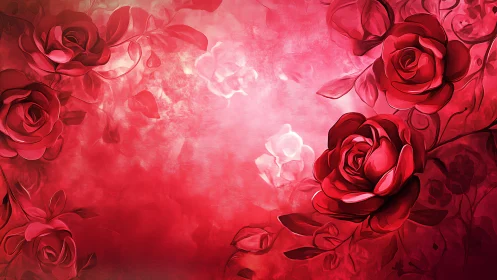 Crimson Garden Dreams Bloom in Ethereal Rose Symphony