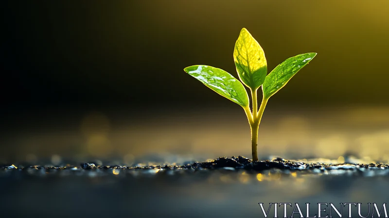 Tender green seedling reaching hopefully toward sunlight.