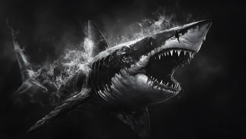 Smokejaw Leviathan Surging From The Abyssal Dark Sea.