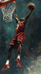 Dynamic digital painting captures soaring basketball layup