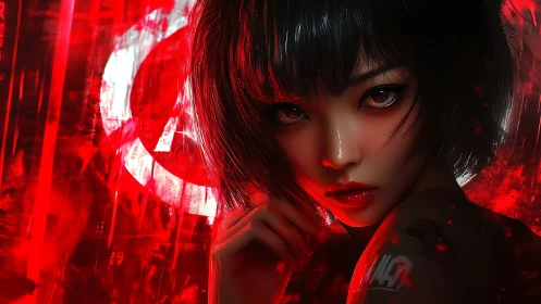 Cybernetic gaze study with red spectral backscatter field.