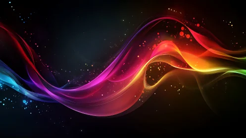 Radiant color waves flow across a luminous dark void.