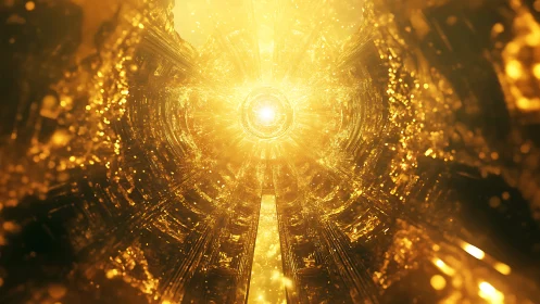 Radial golden singularity within crystalline light tunnel.