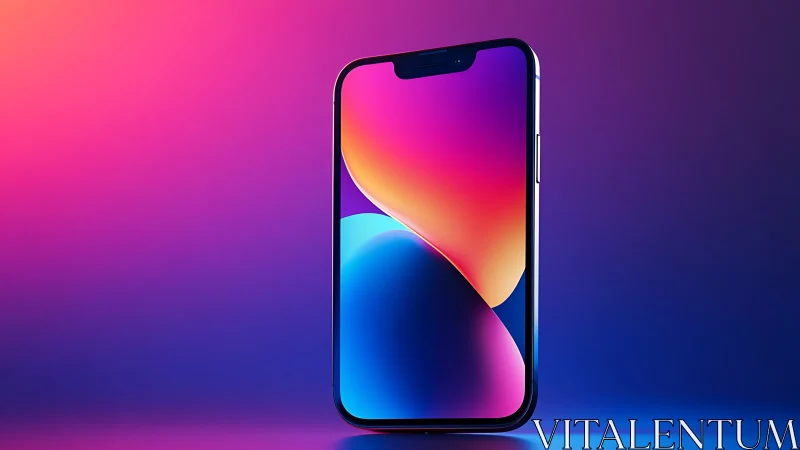 Smartphone Display with Gradient Wallpaper on Colored Background