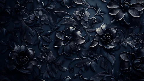Elegant Dark Floral Relief Creates Stunning Dimensional Wall Art