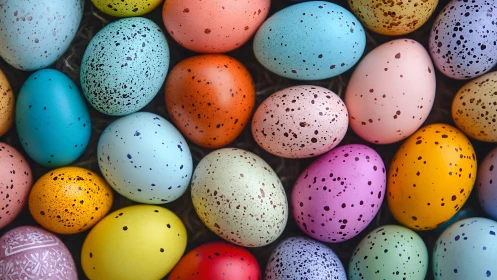 Chromatically speckled egg array with surface pattern analysis.