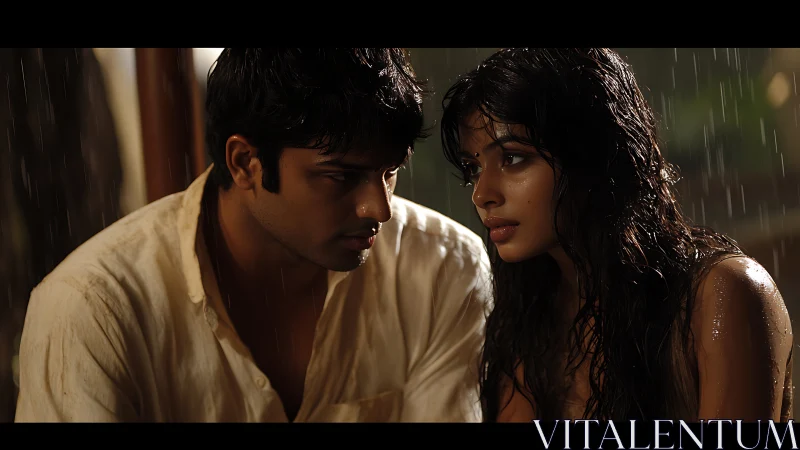 Rain-Soaked Moment of Connection.