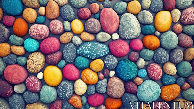 Vibrant multicolored pebbles in a seamless artistic pattern.
