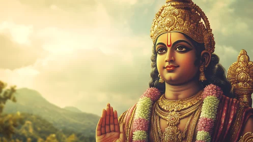 Divine Hindu deity rendered in high-fidelity digital painting