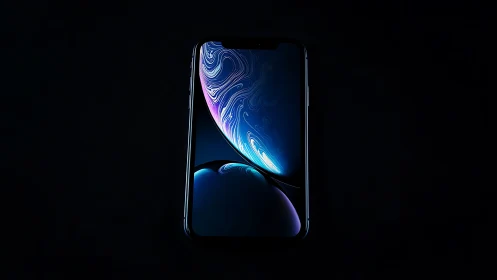 Luminous Marble Portal: Digital Liquid Flowing Through Glass.