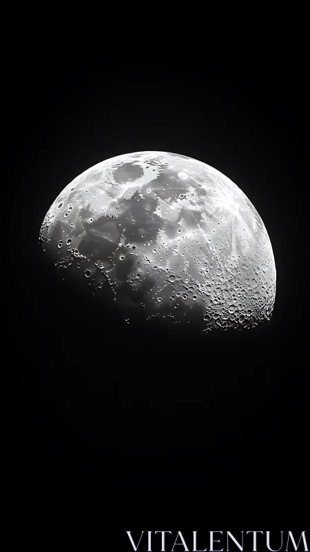 Moon’s glowing craters shine gently in the silent night sky