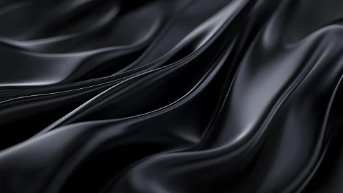 Sculpted black wave surfaces form a high-gloss abstract field