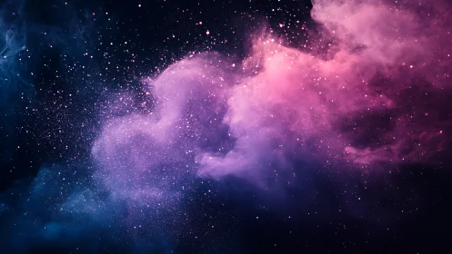 Cosmic cotton candy nebula swirling in midnight silence.