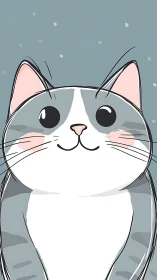 Whimsical Cat Dreams: Charming Feline Portrait with Snowfall Magic