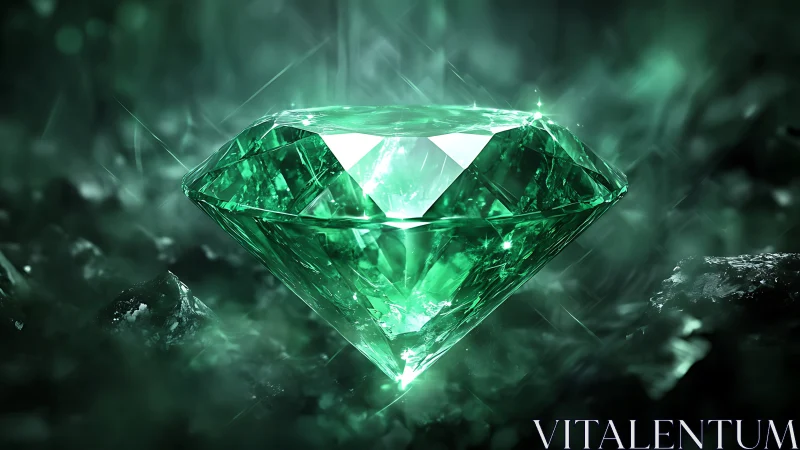 Emerald starstone blazes amid shadowed crystal caverns.