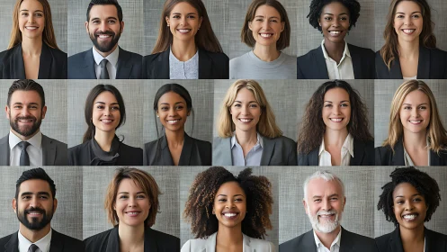 Diverse Business Team Portraits in Modern Professional Style.