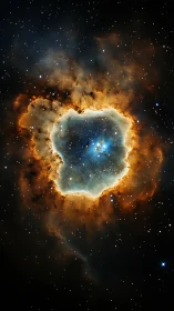 Ionized hydrogen emission nebula with blue core dust cavity