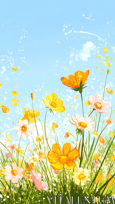 Blooming Reverie: Where Golden Petals Dance Skyward.