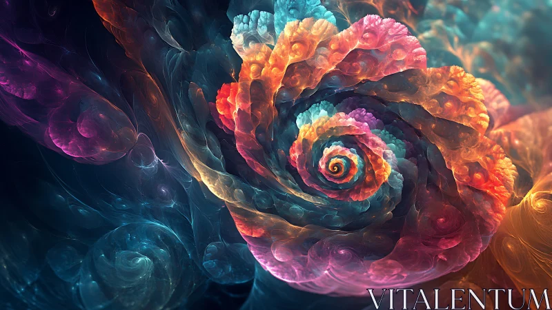 Vibrant fractal spiral blooms in luminous cosmic depths