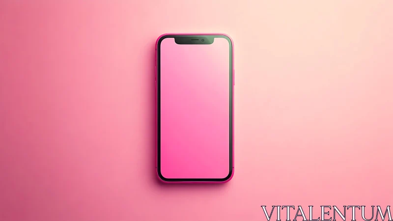 Smartphone mockup against gradient pink background.