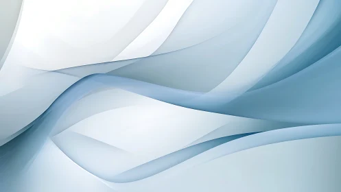 Curved translucent blue ribbons form layered fluid waves