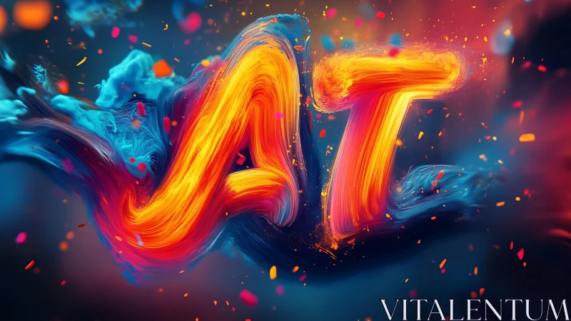 Vibrant fluid typography forms blazing neon ART letters.