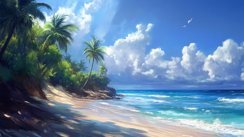 Tropical Paradise Beach at Golden Hour.