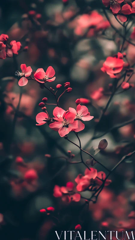Pink Flowering Branches with Soft Focus Background