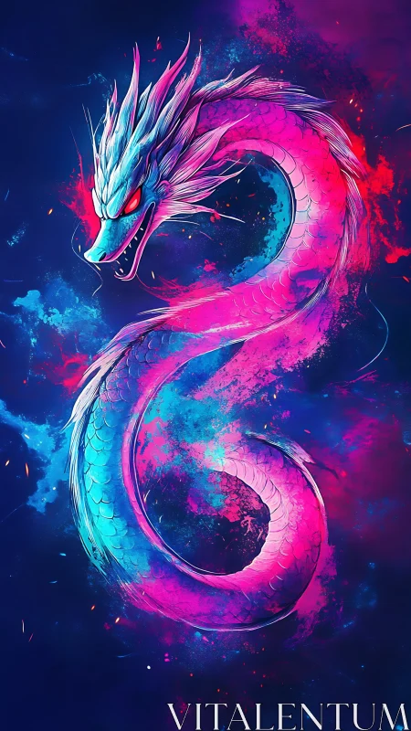 Neon cosmic dragon coils in vibrant infinity loop