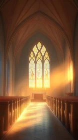Soft morning light filling a peaceful cathedral interior.