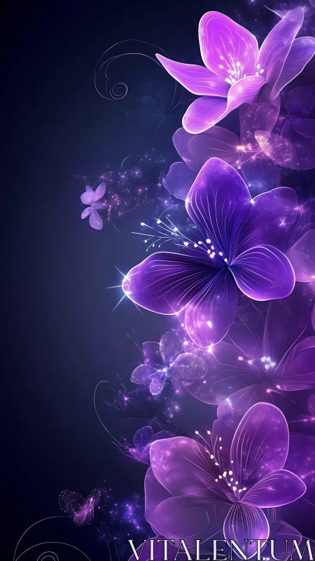 Luminescent Purple Flowers with Glowing Effects