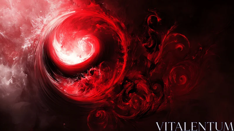 Crimson vortex curls into a storm of flaming painted spirals