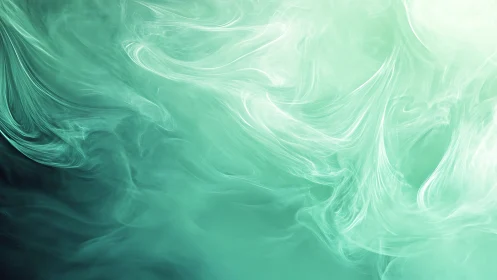 Turquoise fluid wisps forming abstract swirling gradients.