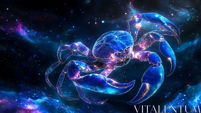 Nebula-clad cosmic crab drifting through galactic tides.