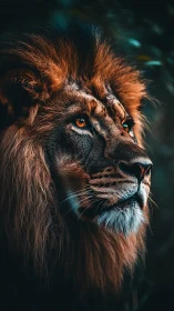 Lionfire gaze carves molten courage through twilight silence