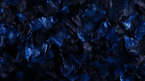 Midnight blue impasto strokes form dense abstract surface