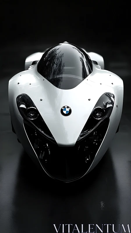 BMW concept superbike front view with glossy monocoque shell.