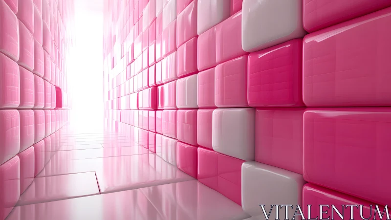 Pink Modular Corridor with Volumetric Lighting and Geometric Tessellation