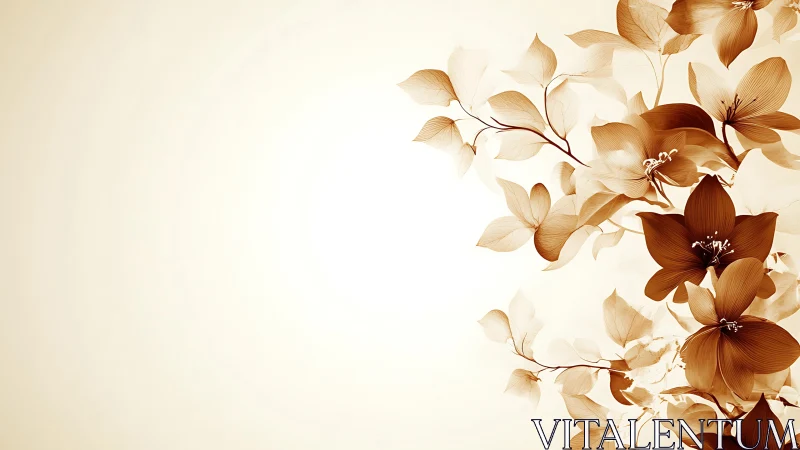 Botanical Digital Composition with Gradient Floral Elements.