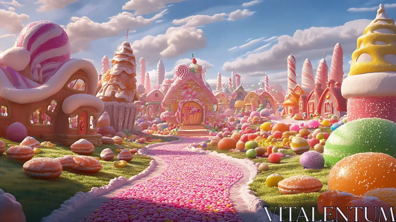 Whimsical Candy Land Kingdom Under Pastel Skies