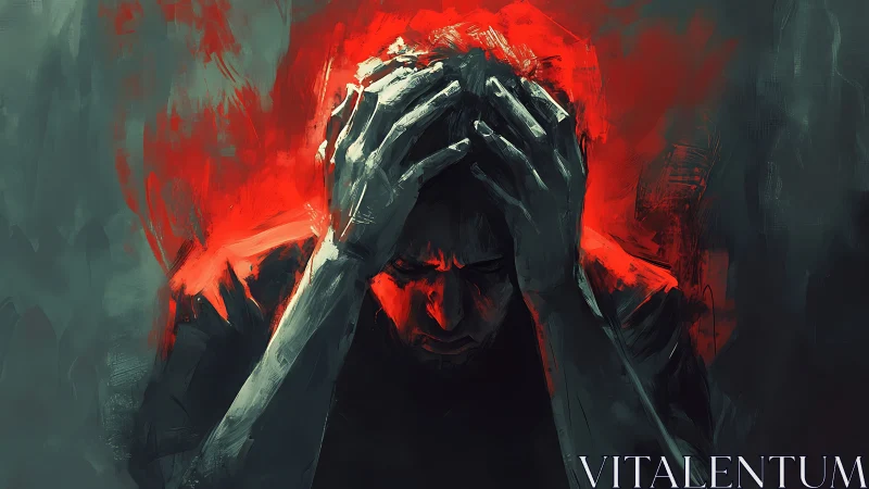 Psychological overload visualized through volatile red luminance.